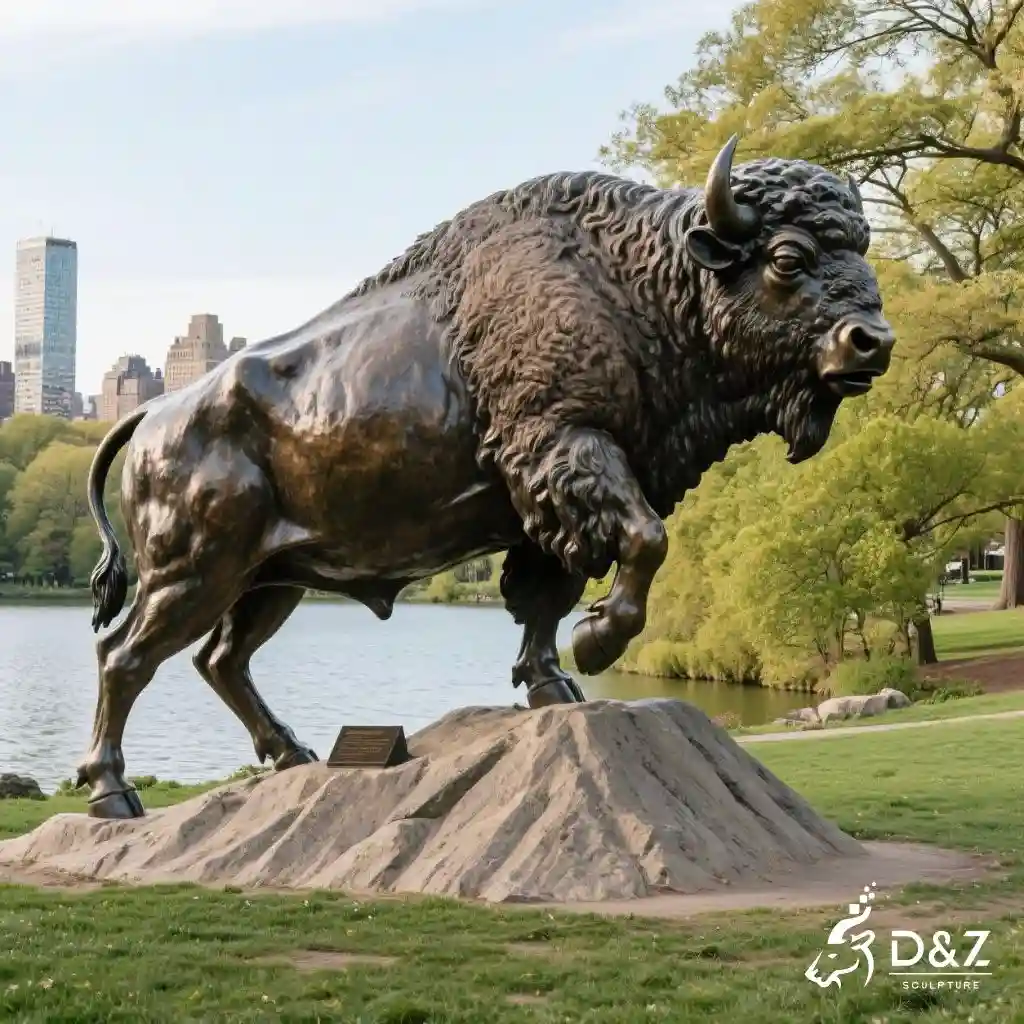 Bronze Bison Statue Large Wildlife Sculpture for Sale DZN256-1