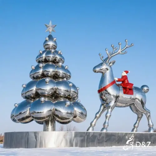Metal Christmas Tree Sculpture - Large Holiday Decor DZN264-2