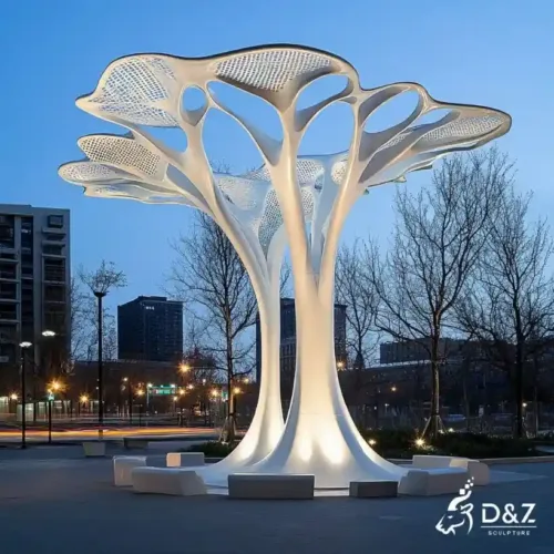 Abstract Metal Tree Sculpture - Modern Lighted Tree DZN276-2