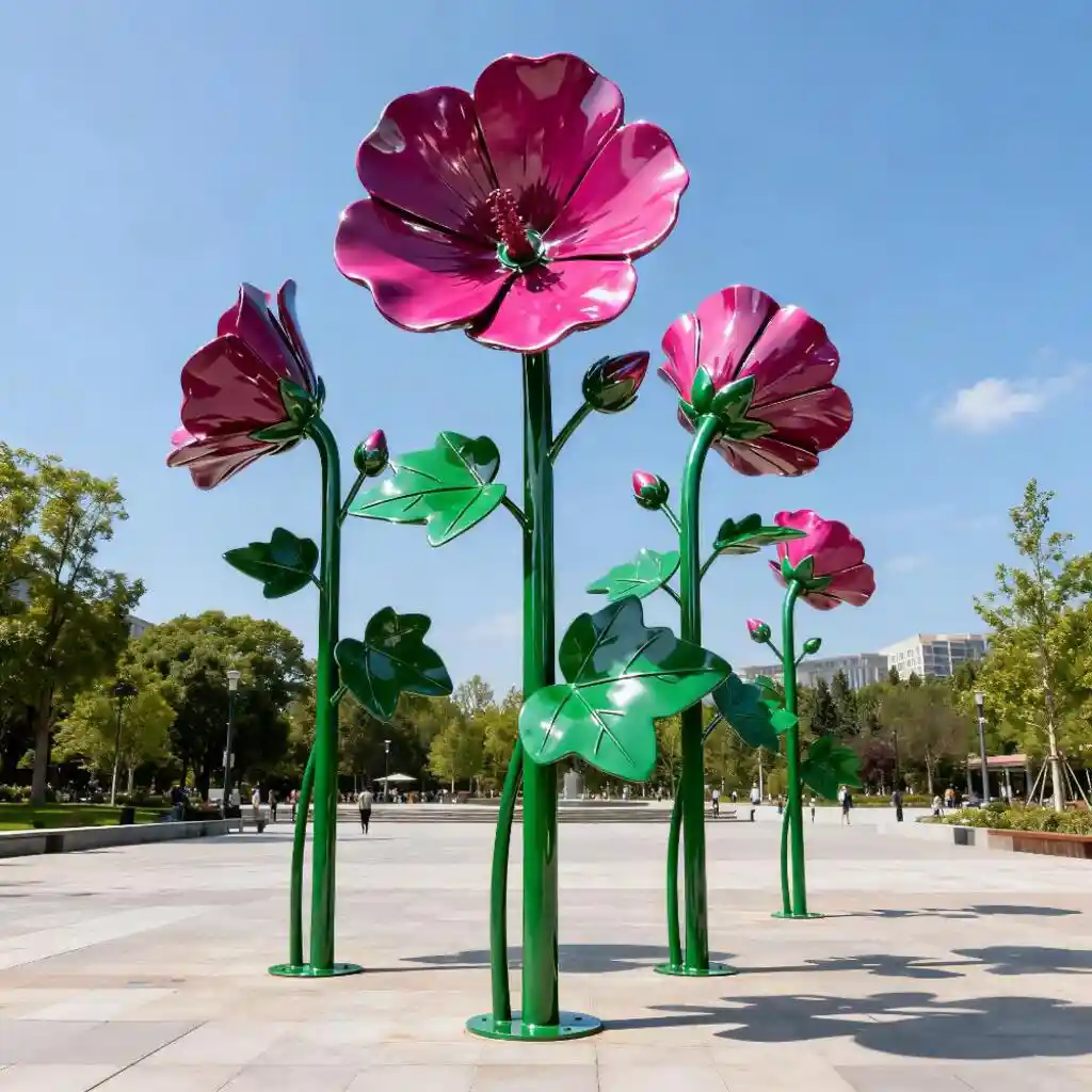 Garden Mallow Stainless Steel Flower Sculpture DZN284-4
