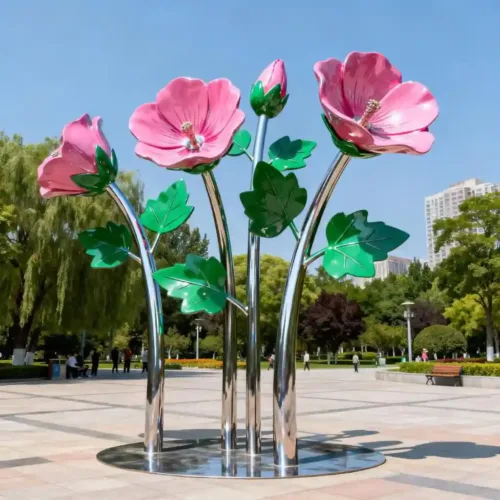 Garden Mallow Stainless Steel Flower Sculpture DZN284-3