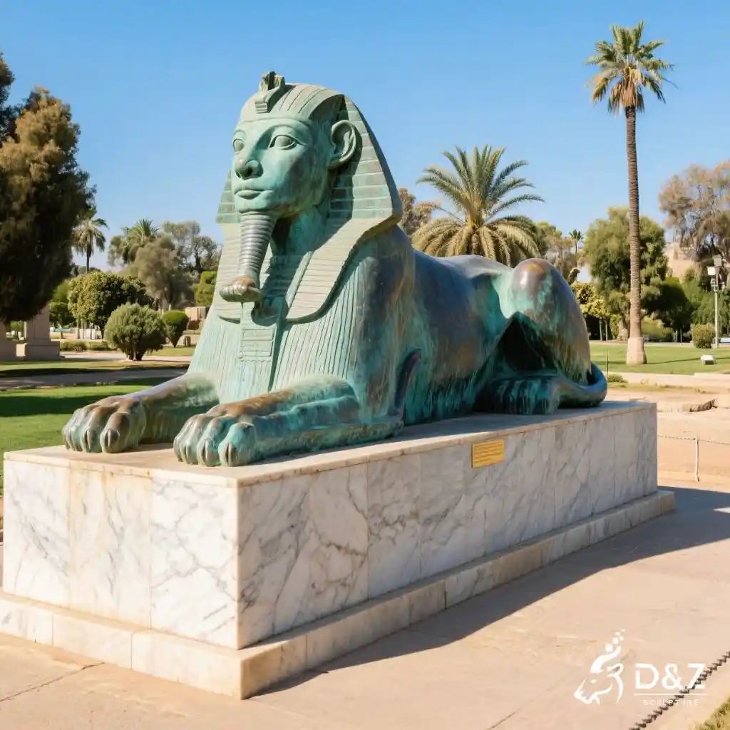 Egyptian Bronze Sphinx Statue - Ancient Majestic Art DZN255-1