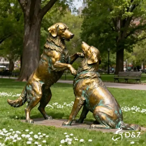 Bronze Golden Retriever Statue Dog Memorial Art DZN289-3