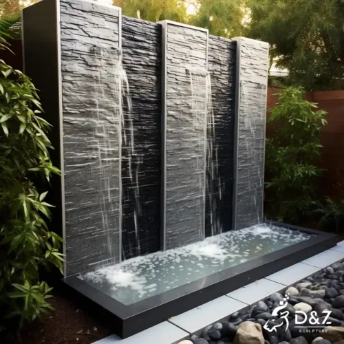 Marble wall fountain with waterfall feature, crafted in premium natural marble, timeless finish, private residences and commercial projects-2