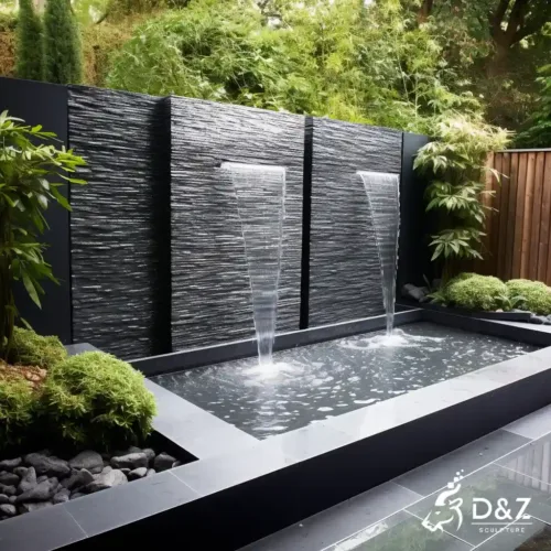 Marble wall fountain with waterfall feature, crafted in premium natural marble, timeless finish, private residences and commercial projects-7