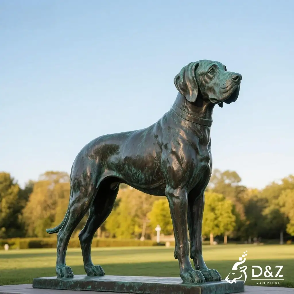 Large Bronze Great Dane Statue Garden Decor DZN292-3
