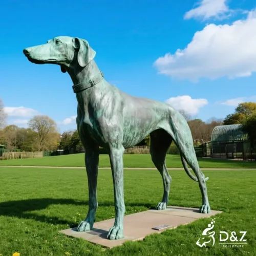 Large bronze Greyhound statue, cast by lost-wax method, polished surface, outdoor garden decoration-2