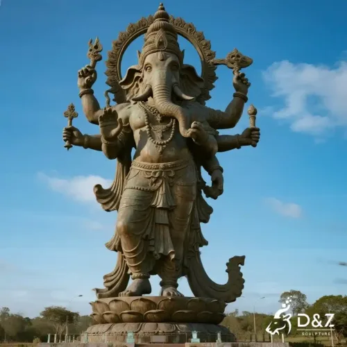 Indian Bronze Ganesha Statue Large Hindu God Ganesh DZN280-1