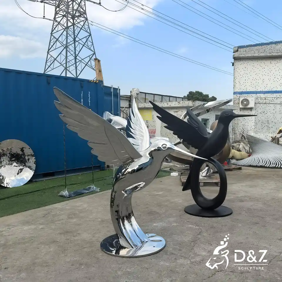 Metal Hummingbird Sculpture in the Factory 1