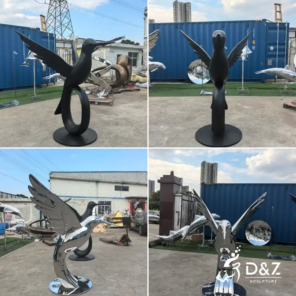 Metal Hummingbird Sculpture in the Factory 2