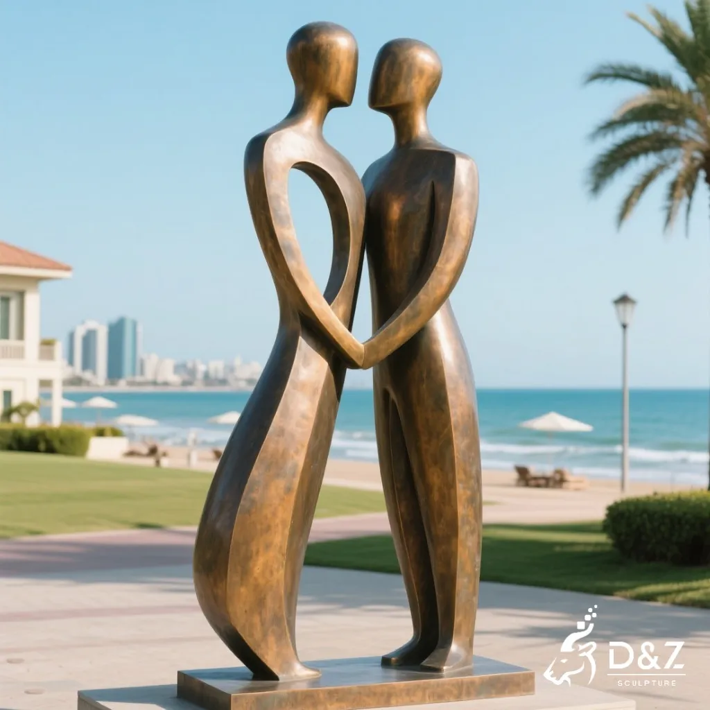 Large bronze love couple sculpture, cast by lost-wax method, outdoor and indoor decoration-1