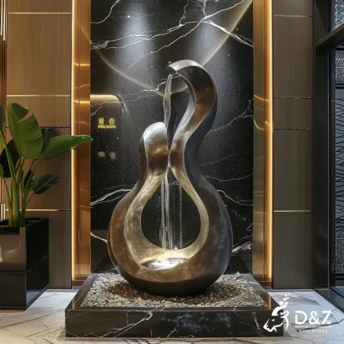 Custom metal indoor decorative fountain, crafted in stainless steel, mirror polished surface, gardens, pools, plazas, or hotels-1