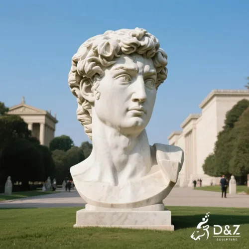 Marble David face sculpture, crafted in premium natural marble, timeless finish, urban and commercial projects-1