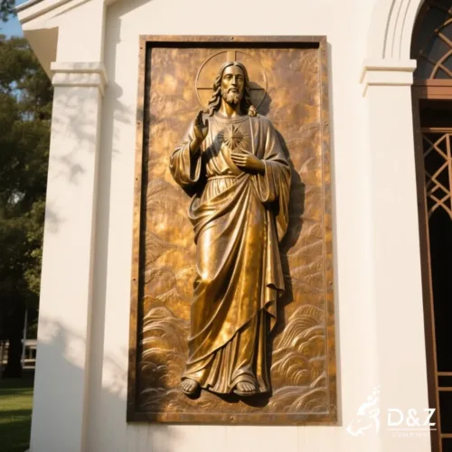 Large bronze Jesus wall sculpture, cast by lost-wax method, outdoor and indoor decoration-3