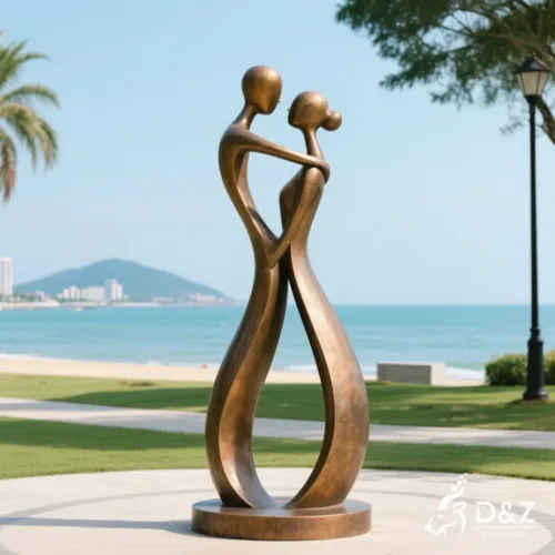 Large bronze love couple sculpture, cast by lost-wax method, outdoor and indoor decoration-2
