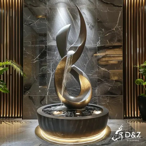 Custom metal indoor decorative fountain, crafted in stainless steel, mirror polished surface, gardens, pools, plazas, or hotels-3