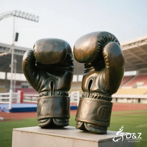Large bronze boxing glove sculpture, cast by lost-wax method, outdoor and indoor decoration-3