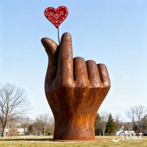 Corten steel love art sculpture, built from premium weathering steel, timeless finish, indoor and outdoor installation-2