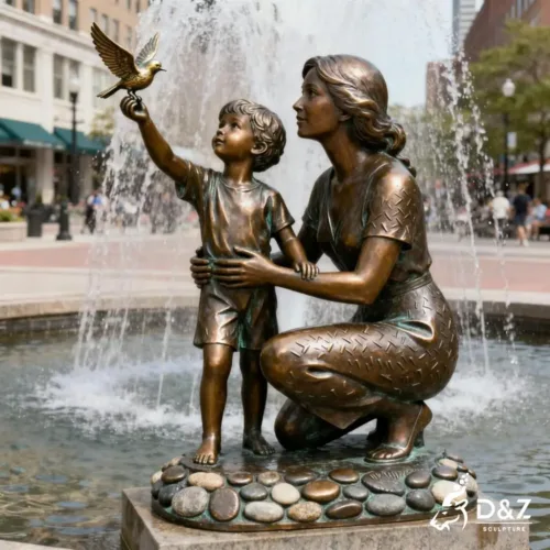 A mother's love sculpture, cast by lost-wax method, outdoor and indoor decoration-5