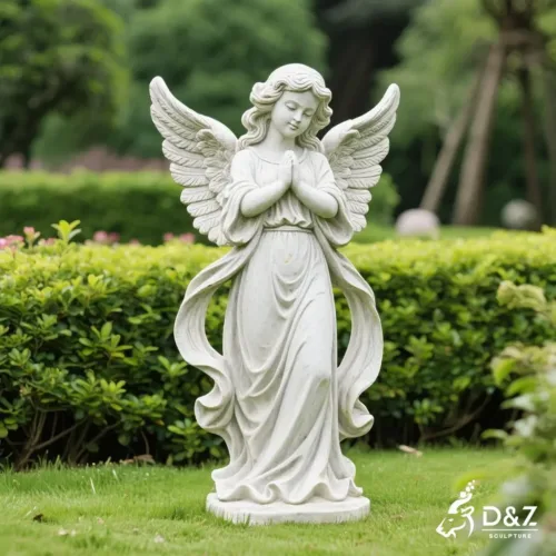Marble angel garden statue, crafted in premium natural marble, timeless finish, indoor and outdoor installation-1
