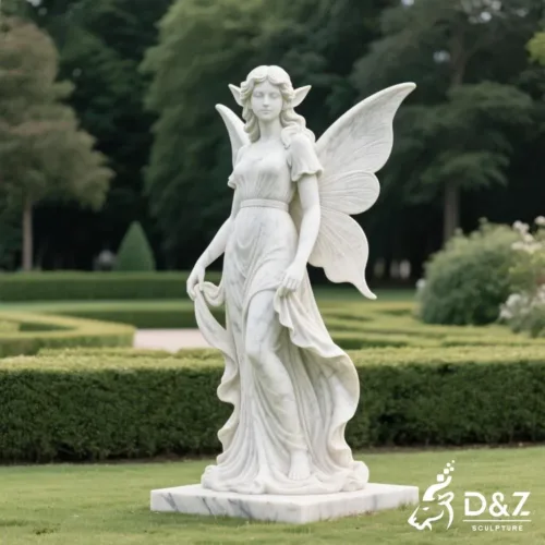 Marble fairy garden statue, crafted in premium natural marble, timeless finish, indoor and outdoor installation-1