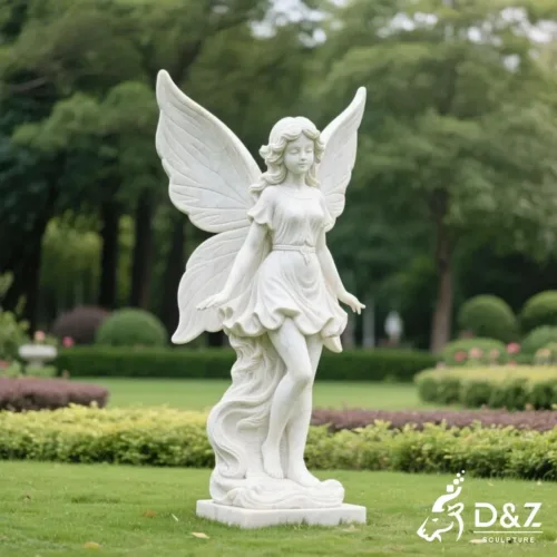 Marble fairy garden statue, crafted in premium natural marble, timeless finish, indoor and outdoor installation-2
