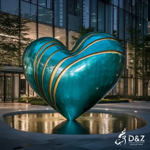 Large Abstract Metal Heart-Shaped Sculpture Art for Plazas DZN398-3