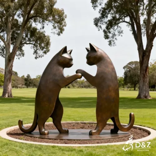 Custom cat garden statues, cast by lost-wax method, outdoor and indoor decoration-4