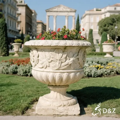 Large stone flower pots, crafted in premium natural stone, timeless finish, indoor and outdoor installation-4