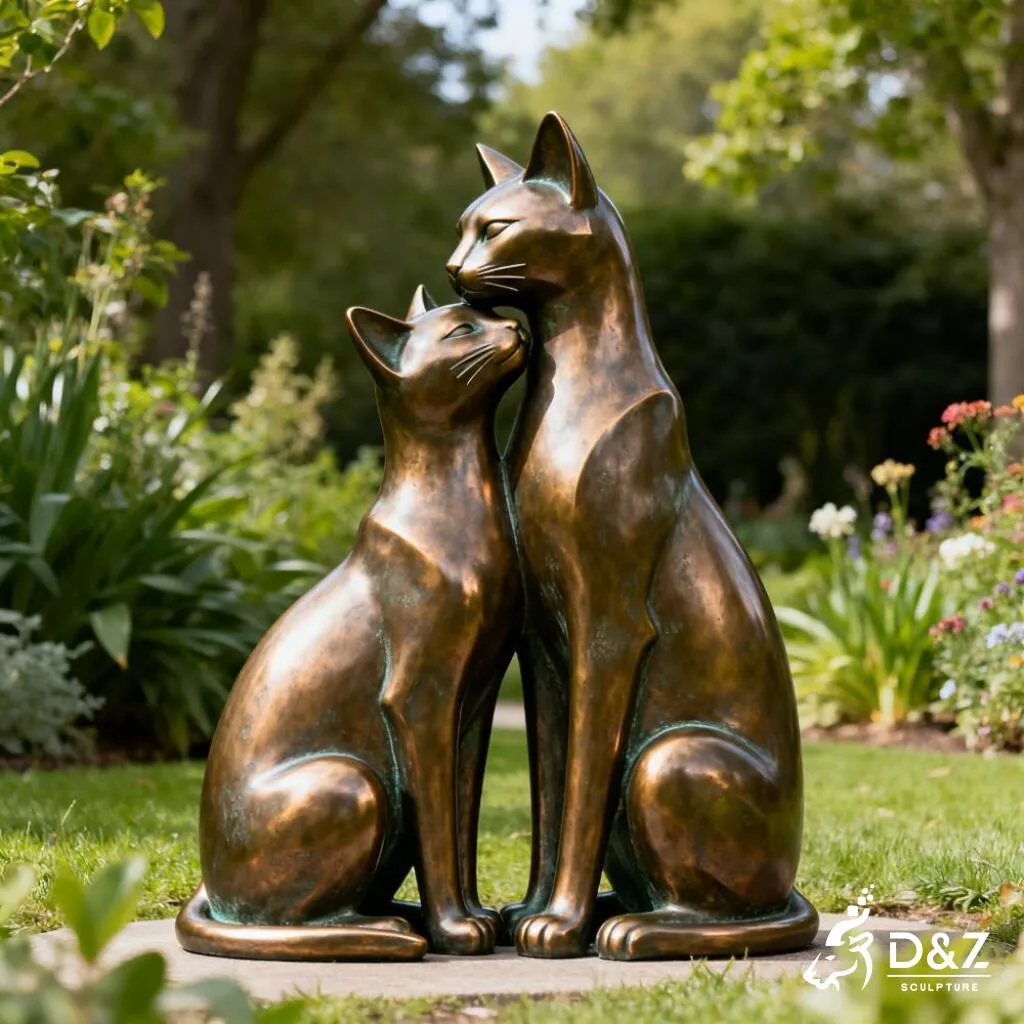 Custom cat garden statues, cast by lost-wax method, outdoor and indoor decoration-2