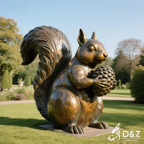 Customize squirrel garden statue, crafted by metal, bronze, Corten, or marble, perfect for indoor and outdoor spaces-3
