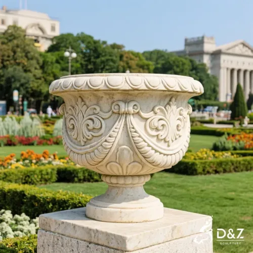 Large stone flower pots, crafted in premium natural stone, timeless finish, indoor and outdoor installation-9