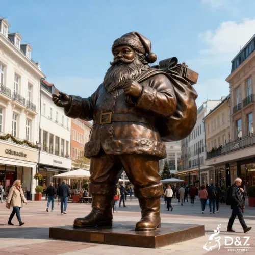 Custom Christmas large bronze Santa Claus statue, cast by lost-wax method, outdoor and indoor decoration-2