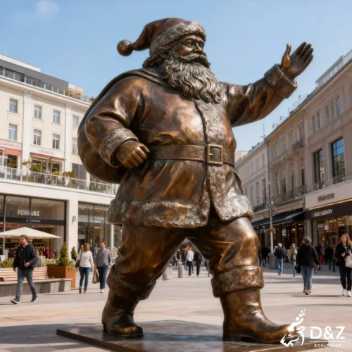 Custom Christmas large bronze Santa Claus statue, cast by lost-wax method, outdoor and indoor decoration-8