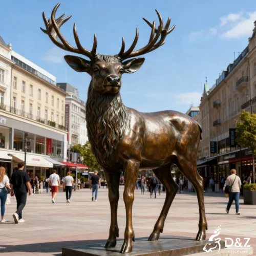 Custom Christmas large bronze reindeer statue, cast by lost-wax method, outdoor and indoor decoration-1