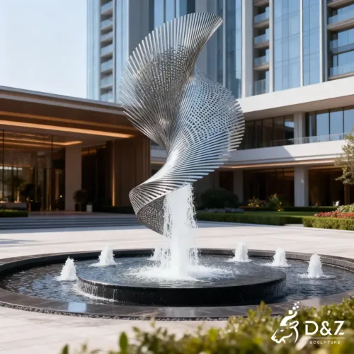 Modern Stainless Steel Spiral Water Fountain for Outdoor DZN411-10