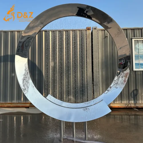 Large Outdoor Modern Stainless Steel Ring Water Fountain DZN445-9