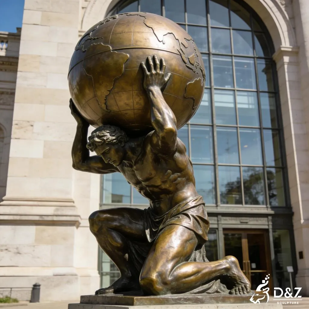 Large Greek God Bronze Atlas Statue Carrying the World DZN410-6