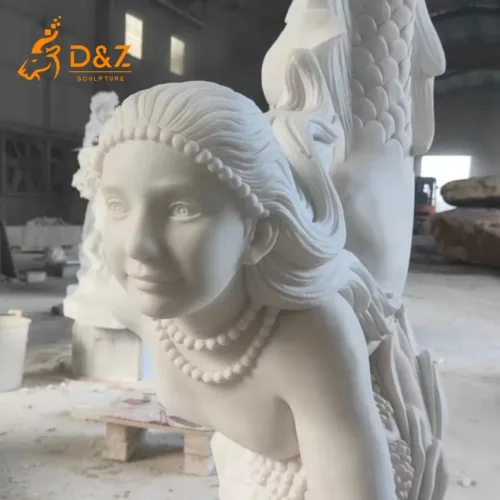 Hand-Carved Beautiful Stone Mermaid Sculpture Water Feature DZN403-1