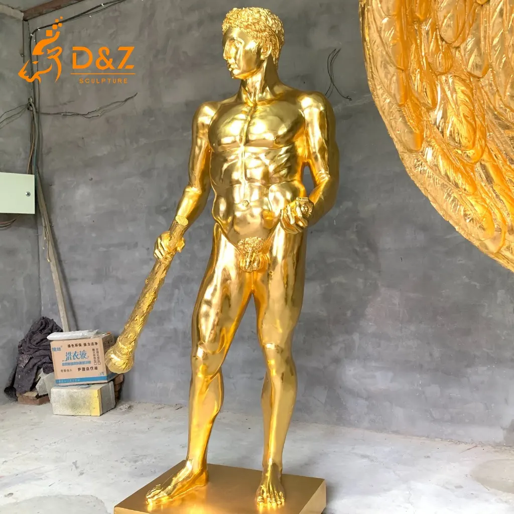 Golden Bronze Hercules Statue | Magnificent Greek Hero Sculpture DZN413-7