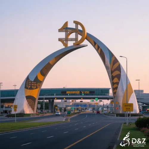 Modern Metal City Entrance Arch Sculpture for Urban Gateway DZN424-1