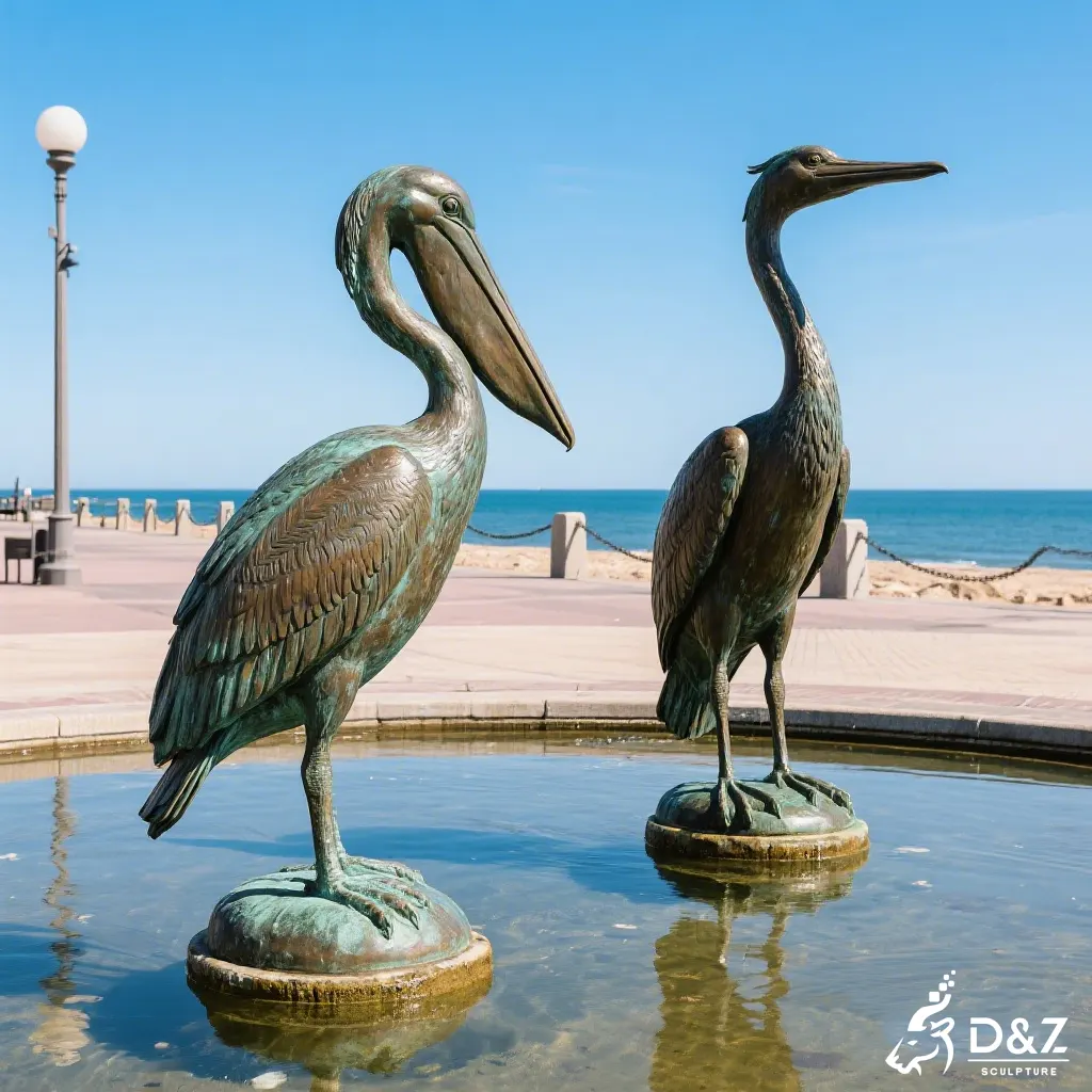 Large Outdoor Bronze Pelican Statue Fountain Decor for Sale DZN426