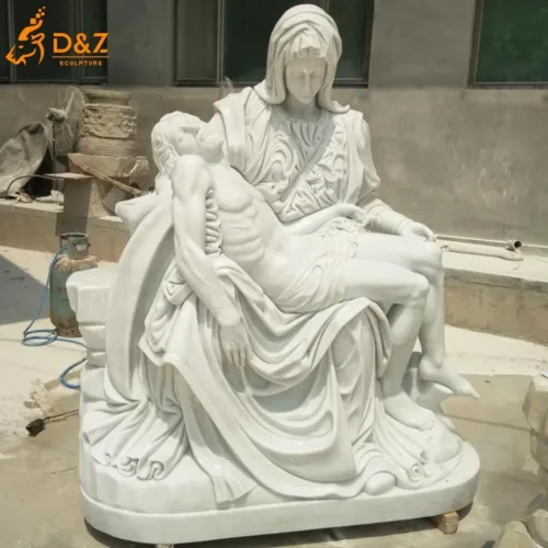 White Pieta Marble Sculpture of Virgin Mary Holding Jesus DZN399-5