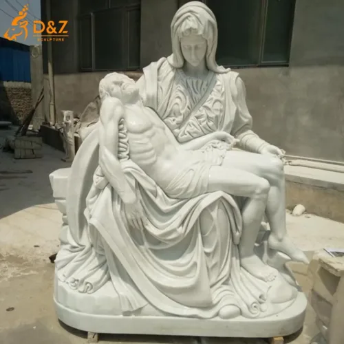 White Pieta Marble Sculpture of Virgin Mary Holding Jesus DZN399-6