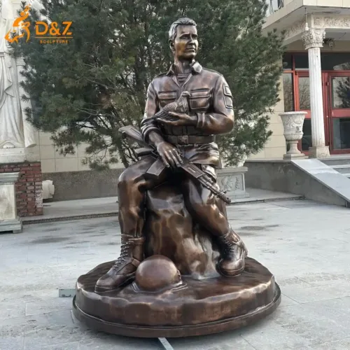 Bronze Garden Soldier Statue of Peace | Hero Memorial Sculpture DZN417-1