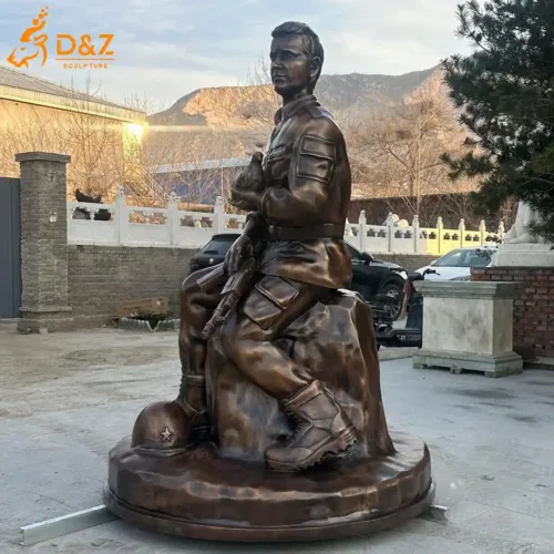Bronze Garden Soldier Statue of Peace | Hero Memorial Sculpture DZN417-2