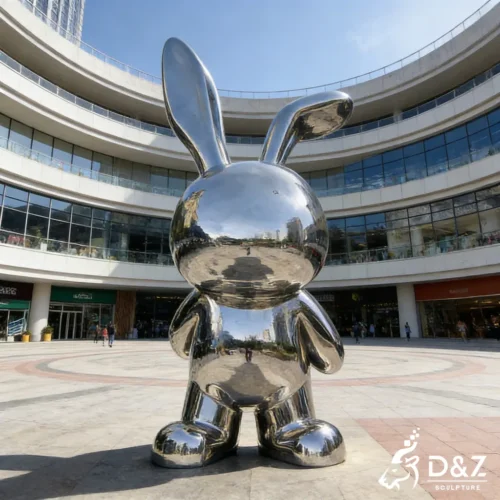 Large Stainless Steel Metal Rabbit Sculpture for Public DZN448-3