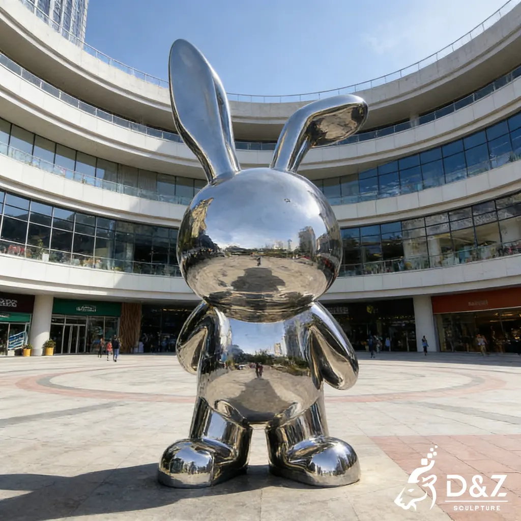 Large Stainless Steel Metal Rabbit Sculpture for Public DZN448-3