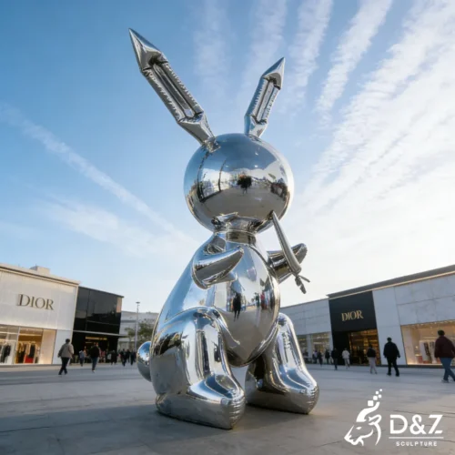 Giant Modern Outdoor Chrome Balloon Rabbit Sculpture DZN447-2