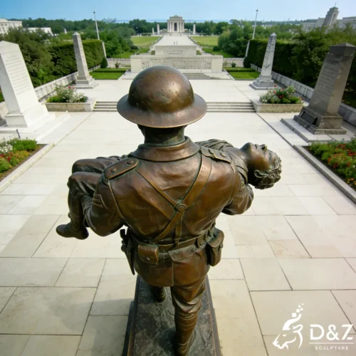 Life Size Bronze Soldier Memorial Sculpture for Outdoor Gardens